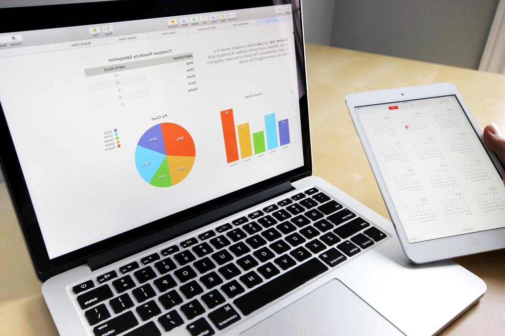 Digital tablet displaying a budget spreadsheet application